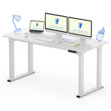 FLEXISPOT E6Q 4 Legs Standing Desk 63 x 28 Inch Adjustable Height Desk with Splice Board Home Office Sit Stand Up Desk, White Top + White Frame FLEXISPOT