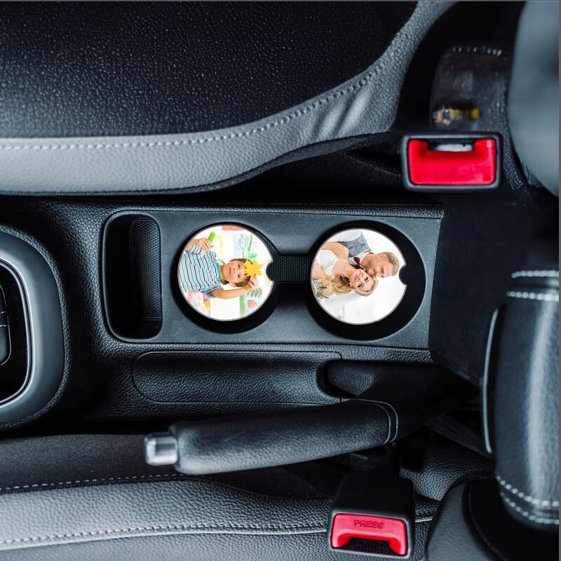 Eorbow 24 Packs Ceramic Sublimation Car Coasters, Car Blanks Cupholders with Finger Notch for Easy Removal, Absorbent Auto Cup Holders Keep Vehicle Free from Cold Drink Sweat Stain Spill Eorbow