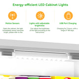 GEPELCN 50" LED Kitchen Pantry Cabinet Farmhouse Storage Cabinet Wood Food Pantry with Barn Doors and Adjustable Shelves Freestanding Buffet Cupboards Sideboard for Kitchen White GEPELCN