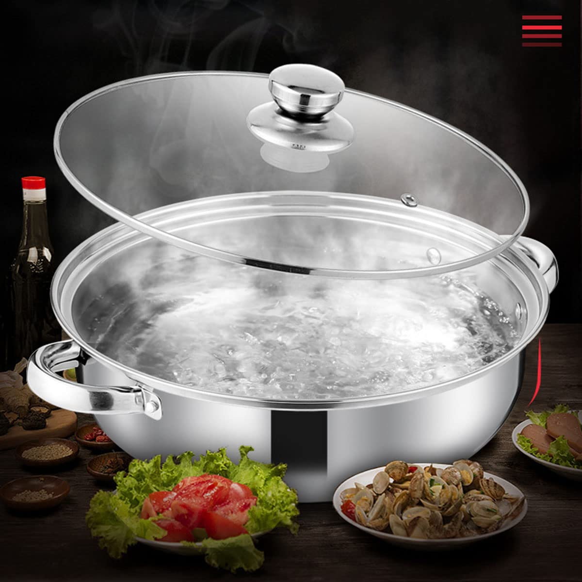 Steamer Pot for Cooking 11 inch Stainless Steel, 2-tier Multipurpose 18/8 Stainless Steel Steam Pot Cookware with Lid for Vegetable, Dumpling, Stock, Sauce, Food LCPUD