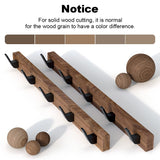 IURRDOP Black Walnut Wood Wall Mount Coat Rack with 5 Hooks, Adhesive Mounted Rustic Decorative Entryway Hooks, Mid Century Modern Natural Wooden Pegs for Hanging Coat Clothes Hat Bag Purse and Towel IURRDOP