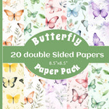 Pastel Watercolor Butterfly Paper Pack: 20 Double Sided Designs for Scrapbooking, Junk Journals & Papercrafts WoodArtSupply