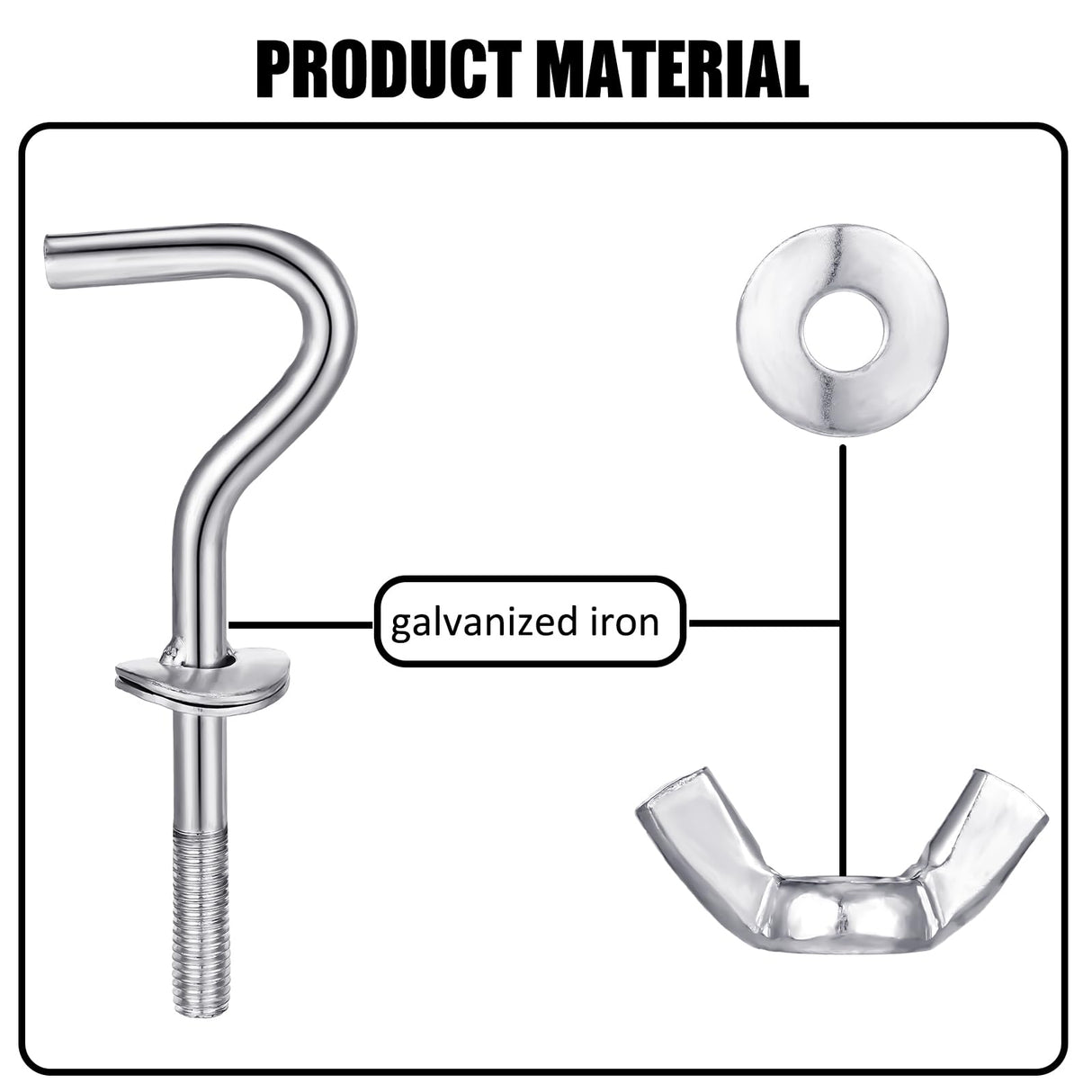 Therwen 8 Pcs Hammock Hardware Kit Heavy Duty Hammock Stand Hook Replacement Thread Hand Knob for Swing Chair Patio Umbrella Base Garden(Silver) Therwen