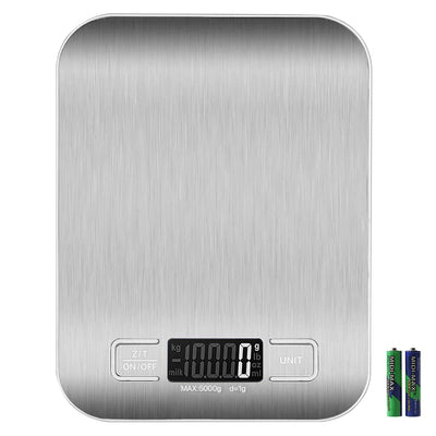 Food Scale with USB Rechargeable, 11lb Digital Kitchen Scale Weight Grams and oz for Baking Cooking, Stainless Steel and Tempered Glass Waterproof Body, 1g/0.1oz Precise Graduation