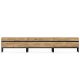 WAMPAT Modern TV Stand with Storage Cabinets for 110 Inch TV, Wood TV Entertainment Center TV Media Console Table with Metal Leg for Living Room,Oak WAMPAT