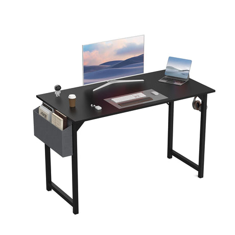 DUMOS 48 Inch Computer Office Desk Modern Simple Style Writing Study Work PC Table for Home Bedroom - Modern Black DUMOS