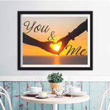 Love Diamond DIY Painting Kits, Sunset Diamond Art Craft for Adults Full Round Drill, Heart Pictures Painting with Round Diamonds,You and Me Diamond Paint kits for Home Wall Decor Gift(16inx12in) HSENJT