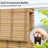 SEEYE Cordless Bamboo Blinds Shades, Light Filtering Bamboo Roller Shades Natural Roman Blind Shade, Bamboo Roll Up Blind for Windows, Easy to Install for Door, Patio, Bedroom, 26" W x 64" H,Natural SEEYE
