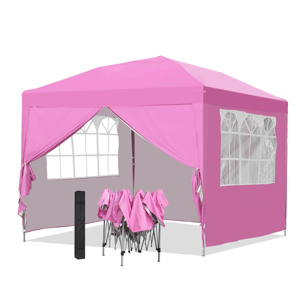 GDY 10x10ft Pop-up Paint Tent, Pink Canopy Tent, Instant Shelter Portable Outdoor Canopies with 4 Removable Side Walls.… GDY