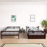 KOMFOTT Solid Wood Full Over Full Bunk Bed with Trundle and Ladder – Space-Saving Design for Teens and Adults KOMFOTT