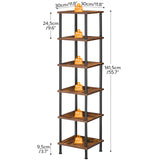 HOOBRO 6-Tier Rustic Brown and Black Corner Shelf for Stylish Storage and Display HOOBRO
