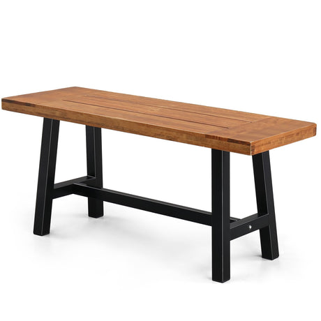 VINGLI Outdoor Bench with Metal Legs Rustic, Wood Dining Bench Indoor Outdoor Porch Benches for Yard Garden Dining (40in) VINGLI