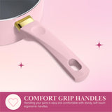 Paris Hilton Epic Nonstick Pots and Pans Set, Multi-layer Nonstick Coating, Tempered Glass Lids, Soft Touch, Stay Cool Handles, Made without PFOA, Dishwasher Safe Cookware Set, 12-Piece, Pink Paris Hilton