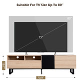 Virubi Modern TV Stand with 3 Cabinets & Open Shelves, Minimalist Wooden Entertainment Center for TVs Up to 80”, Sturdy TV Console for Living Room Bedroom Decor (Wood) Virubi