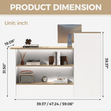 Huariifowm Reception Desk with Counter - Small Reception Desk for Office Counter with Storage Shelves, Drawer & LED Light, for Office, Salon, Store (White+Natural, 59" L * 20" W * 40" H/Left) Huariifowm