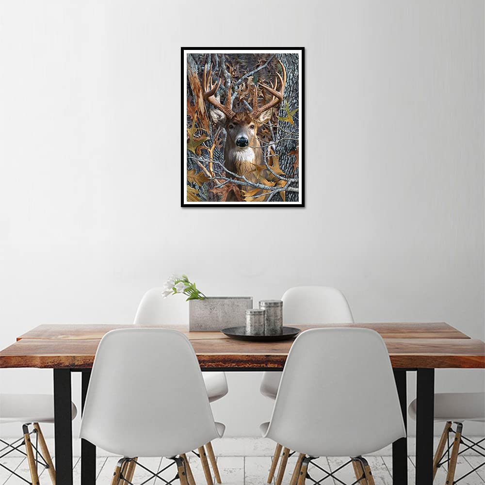 TISHIRON Deer Diamond Art Painting Kits 5D Diamond Full Drill, Forest DIY Diamond Art Kits for Adults Kids, Gem Art Painting with Diamonds, Arts and Crafts for Beginners Adult Kids Wall Decor 12x16 TISHIRON