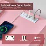 JanflyHome Small Vanity Desk with Flip Top Mirror, Modern Makeup Vanity Table with Power Outlet & Side Organizers, Dressing Table with Storage Compartment, Small Vanity Writing Desk for Bedroom, Pink JanflyHome