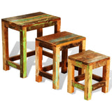 vidaXL Vintage Reclaimed Wood Nesting Table Set - Antique-Style Wooden Side Tables, Coffee Tables, or Plant Stands - Stackable, Durable, Beautiful and Unique Furniture vidaXL