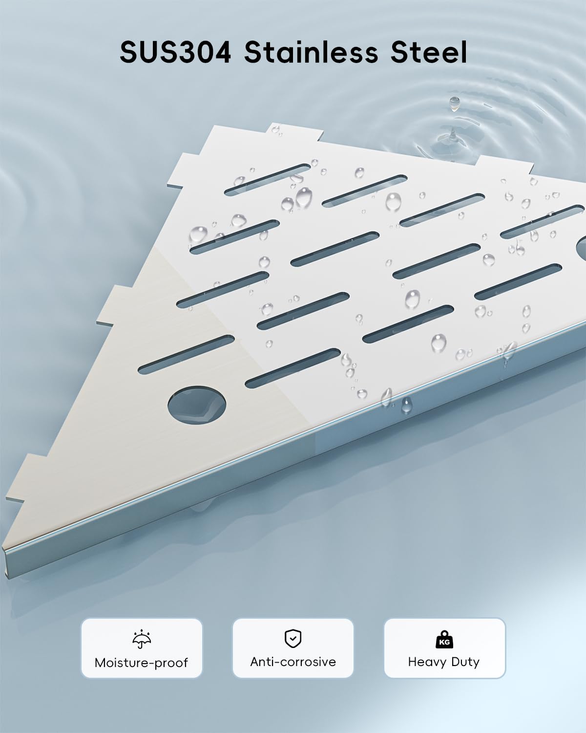 DAYONE 2 Pack Corner Shower Shelves 10", Chrome 304 Stainless Steel Recessed Bathroom Shelf with Razor Holding Hole and 2 Hools, for Tiled Wall No Drilling Needed DAYONE