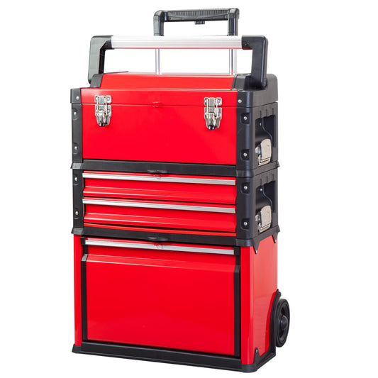 BIG RED TRJF-C305ABD-1 Garage Workshop Organizer: Portable Steel and Plastic Stackable Rolling Upright Trolley Tool Box - WoodArtSupply