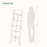 Hzuaneri Blanket Ladder Shelf for Living Room, Decorative Quilt Rack with 4 Removable Hooks, 5-Tier Farmhouse Ladder Holder Organizer for Bedroom, Greige and Black BR02105B Hzuaneri