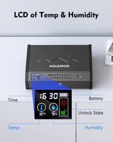 HOLEWOR Gun Safe, Biometric Gun Safes for Pistols with LCD Display of Temperature Humidity, Fingerprint Quick Access Pistol Safe Solid Handgun Safe with USB C Port HOLEWOR