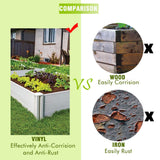 Kdgarden Raised Garden Bed Kit 4'x4' Outdoor Above Ground Planter Box for Growing Vegetables Flowers Herbs, DIY Gardening, Whelping Pen and More, Screwless White Vinyl Garden Bed with Grid Kdgarden