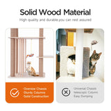 GIMU 68" Large Cat Tree, Solid Wood Multi-Level Cat Tower with Scratching Posts, Fun Toys, and Washable Plush Platform for Indoor Cats GIMU