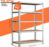 SAMRELAX 5-Tier Storage Shelves, Garage Shelving, Heavy Duty Adjustable Garage Shelves, Large Shelves for Tool Storage, Utility Rack (2, 70.8''H) SAMRELAX