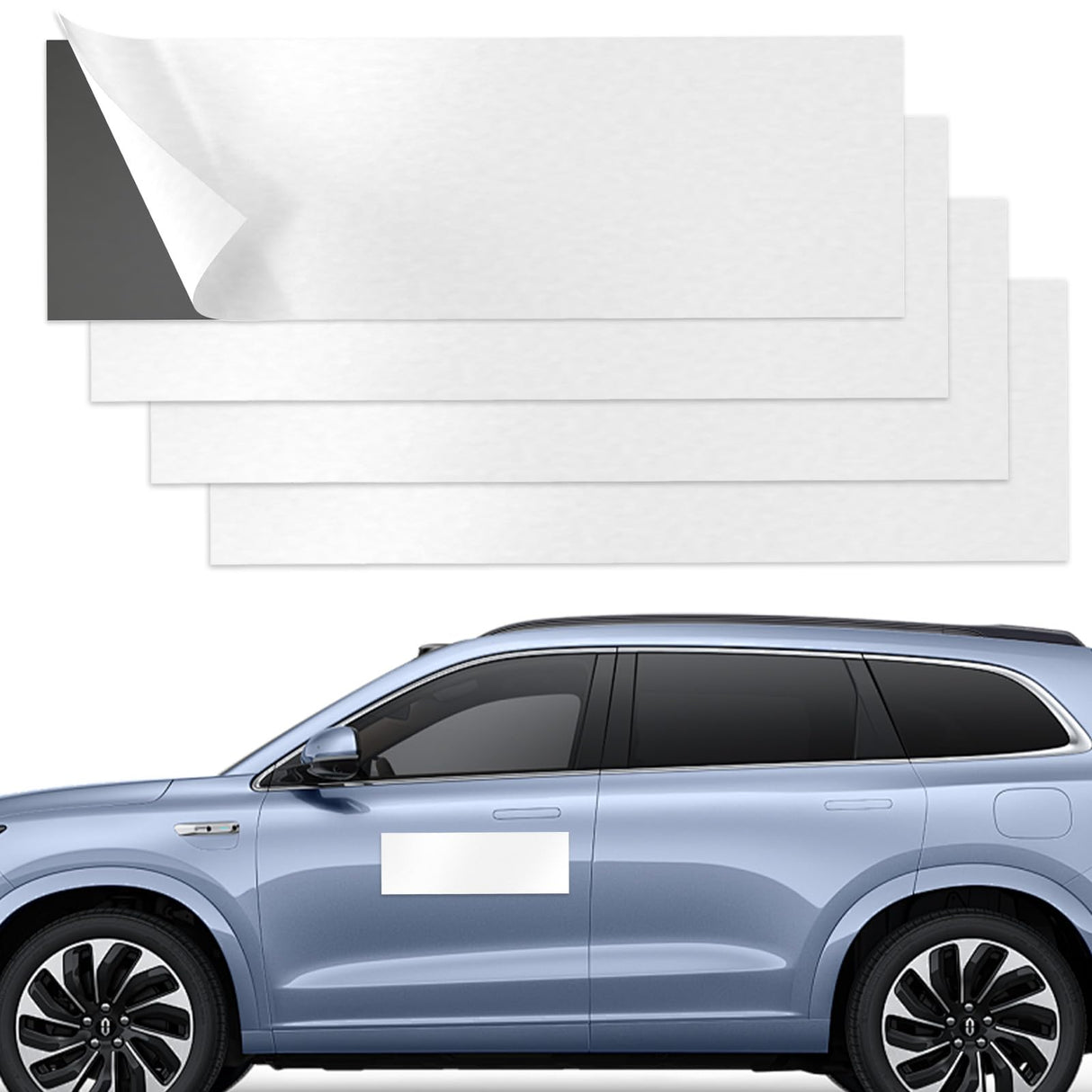 4Pcs Car Door Magnets, Flexible Blank Magnetic Sheets for Custom Signs, Bumper Stickers Magnets, Turn Any Decals into A Magnets, Strong Durable Car Magnets for Cars, Refrigerator BFXM