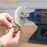 POWERTEC 6-Inch Bench Buffer Jewelry Polisher - Includes 5PCs 80Ply Buffing Wheels + 3PCs Polishing Compound Set | Benchtop Buffing Machine for Metal, Jewelry, Knives, Wood, Jade, and Plastic (BF601D) POWERTEC