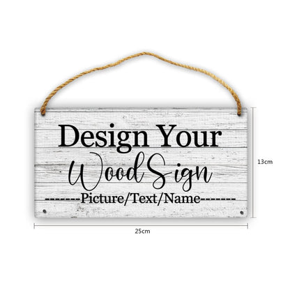 Custom Personalized Board Hanging Wood Sign, Design Your Welcome Sign, Customizable Wall Plaque, House Wood Sign for Garden Yard Home Farmhouse 9.8x5.1 inch - WoodArtSupply