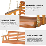 Panana Acacia Wood Porch Swing 2-Seater Outdoor Wooden Swing Bench with Hanging Chains for Garden Backyard Deck Patio Panana