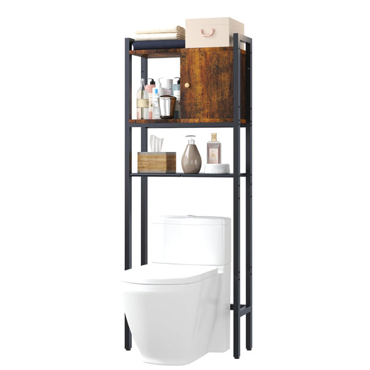 Over The Toilet Storage, 3 Tier Bathroom Organizer, Storage for Free Standing Wood Cabinet, Multifunctional Above Toilet Storage，Wood