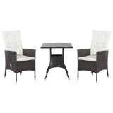 Outsunny 3 Piece Patio Bistro Set, Outdoor PE Wicker Furniture Conversation Set with Tufted Cushion Reclining Chairs & Coffee Table for Backyard, Lawn, Porch, Poolside, Balcony, Cream White Outsunny