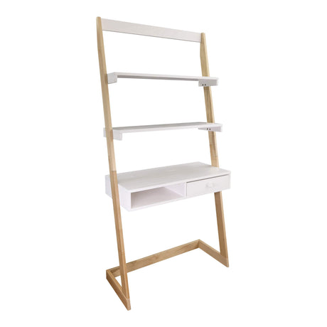 American Trails Freestanding Ladder Desk With Drawer, Natural Maple/White American Trails