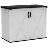 Devoko 26 Cu Ft Outdoor Storage Cabinet - Horizontal Storage Shed for Garden Patio - Durable Backyard Storage Box - Heavy-Duty & Water-Resistant, White, Shelf Not Included Devoko