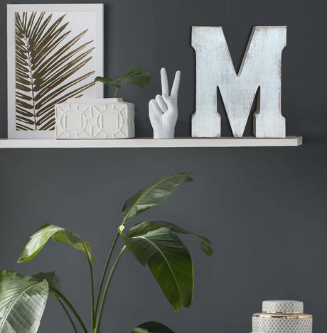ABELOTS Distressed White Wash Wood Letter Decorative Signage, 10.0 x 5.91 inches, Love, Style S ABELOTS