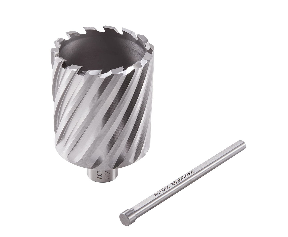 ACTOOL 2-1/4" Diameter × 2" Depth of Cut HSS ANNULAR Cutter with 3/4'' Weldon Shank ACTOOL