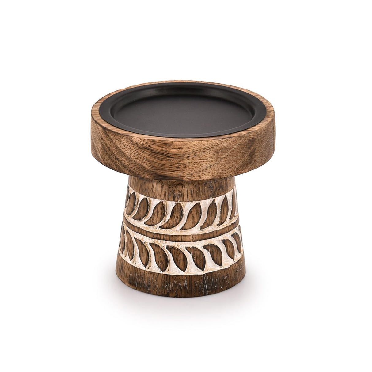 Kimona Candlestick Holders Round Turned Candle Holders for Candles Farmhouse Decorative Candelabras for Table Centerpiece & Home Décor (4" x 4" x 4") Kimona