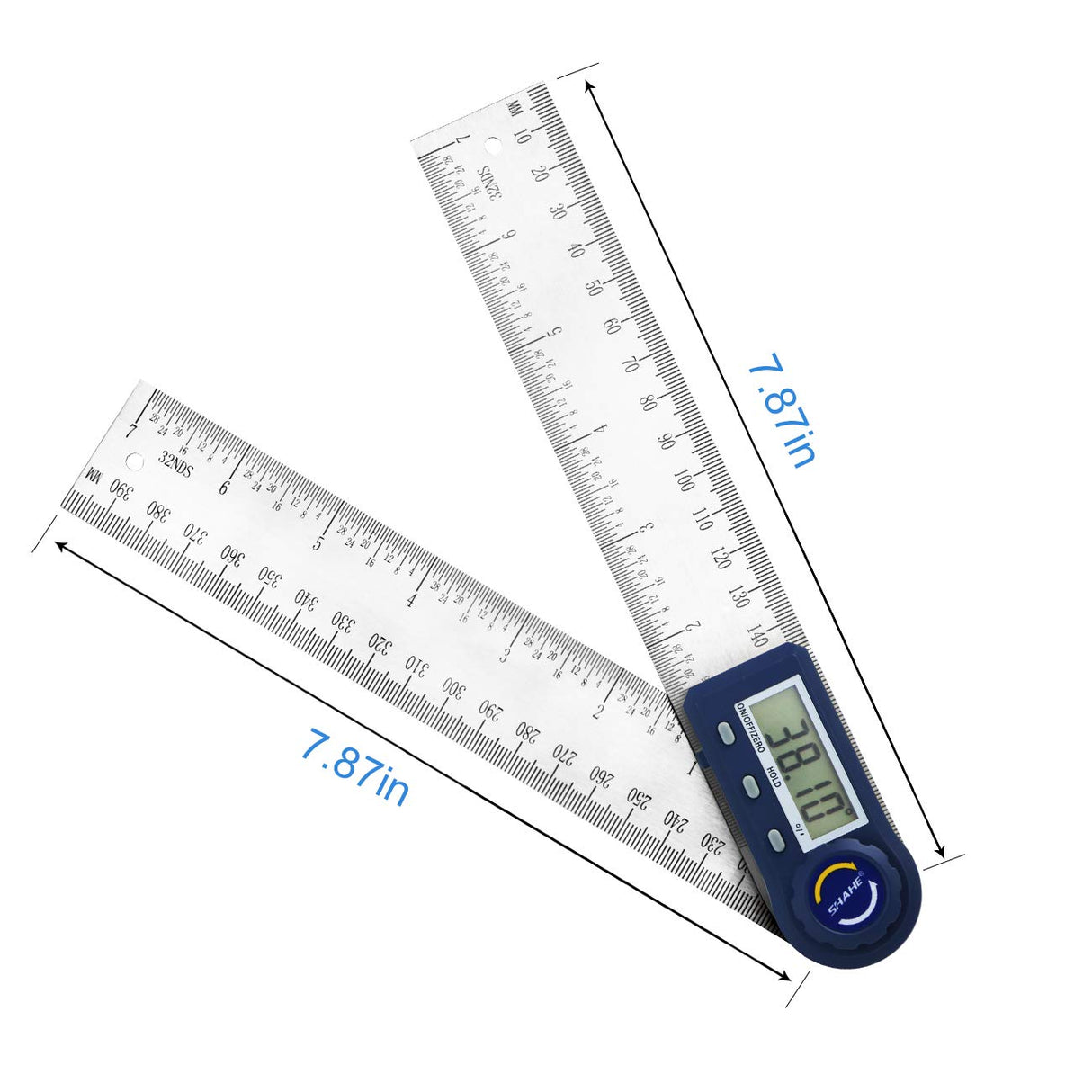 Digital Angle Finder,2 in 1 Digital Protractor, 7 inch / 200mm Stainless Steel Digital Angle Ruler with Zeroing and Locking Function SHAHE