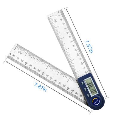 Digital Angle Finder,2 in 1 Digital Protractor, 7 inch / 200mm Stainless Steel Digital Angle Ruler with Zeroing and Locking Function - WoodArtSupply