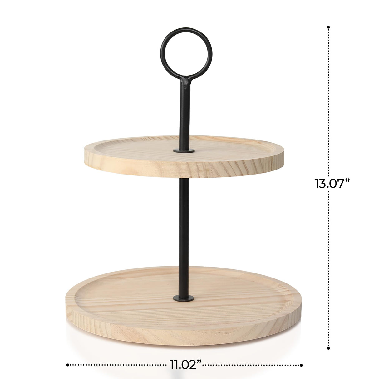 Decorative Wooden Tiered Tray Stand - Beautiful Two Tiered Coffee Table Serving Tray Enhances Your Seasonal Modern Farmhouse Decor - The Perfect Centerpiece for Your Fall Table Decorations KIBAGA