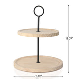 Decorative Wooden Tiered Tray Stand - Beautiful Two Tiered Coffee Table Serving Tray Enhances Your Seasonal Modern Farmhouse Decor - The Perfect Centerpiece for Your Fall Table Decorations KIBAGA