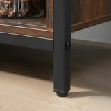 HOMCOM Industrial Farmhouse Buffet Cabinet, Kitchen Sideboard with Sliding Barn Doors, Three Drawers and Adjustable Shelves for Living Room, Rustic Brown HOMCOM