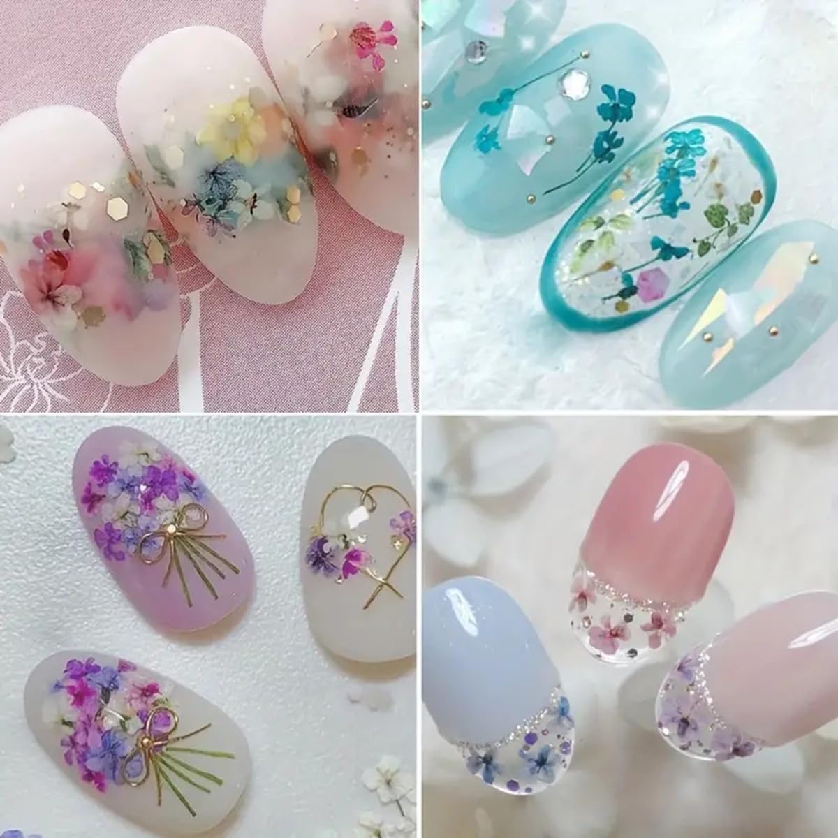 3D Dried Flower for Nails, Flower Nail Art Stickers 1Box Mixed Dried Flowers for Nail Art Resin DIY Crafts Natural Real Dry Flower Decals for Spring Summer Manicure Nail Art Decorations (Style3) SINSEN