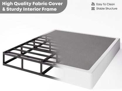 RLDVAY King-Box-Spring, 9 inch Metal King Size Box Spring Only, Heavy Duty Box Spring King with Fabric Cover, Easy Assembly, Non Slip, Noise Free