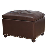 Joveco Leather Storage Ottoman Bench Rectangle 24 Inch Foot Rest Ottomans Stool for Living Room Bedroom(Brown) Joveco