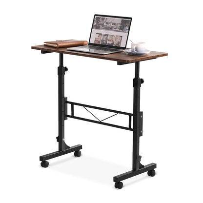 Small Standing Desk Adjustable Height, Mobile Stand Up Desk with Wheels, 32 Inch Portable Rolling Desk Small Computer Desk, Portable Laptop Desk Standing Table Rustic