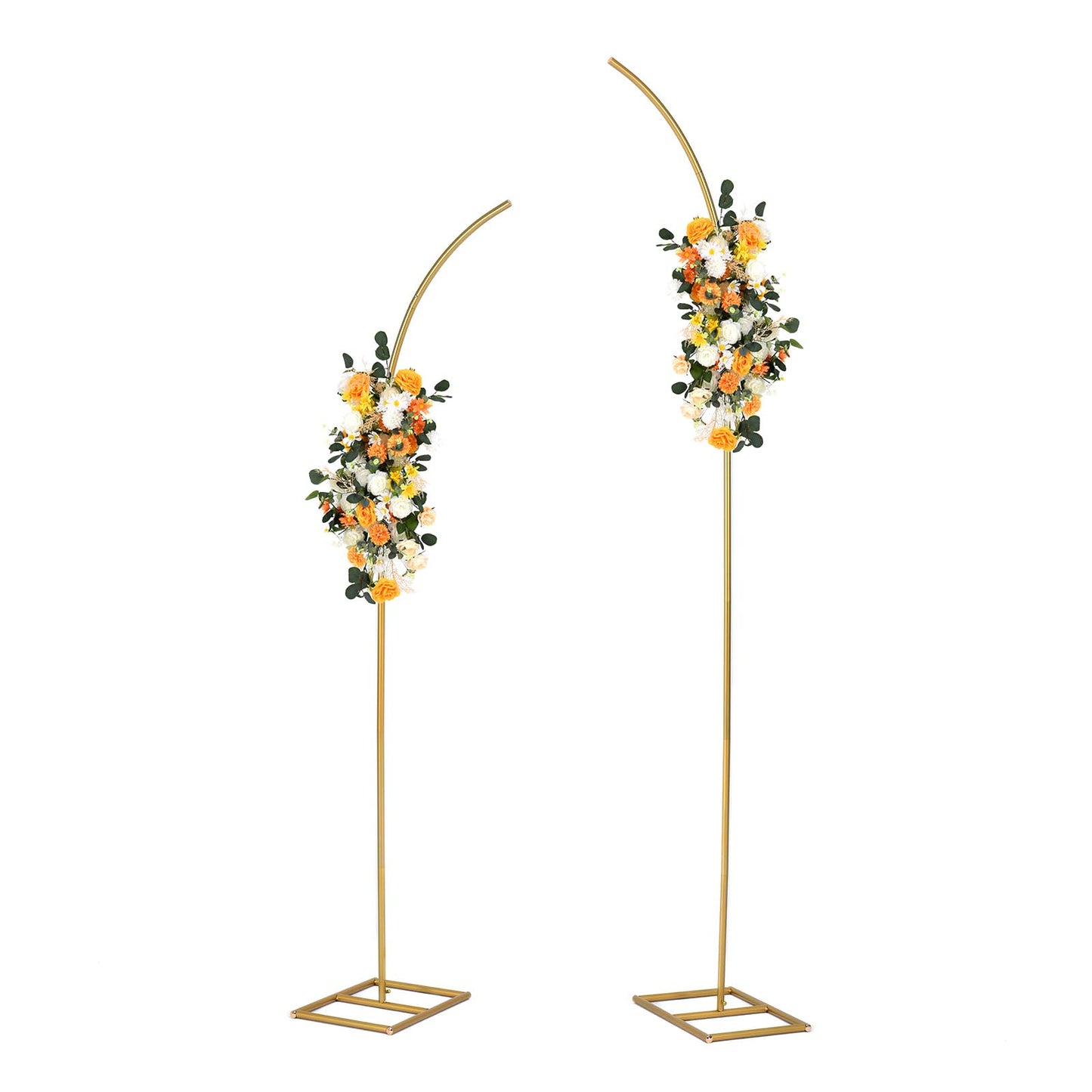 Wocadle Metal Arch Backdrop Stand Set of 2 Gold Curved Top Wedding Arch Frames,6Ft & 8Ft Balloon Arched Backdrop Stand for Ceremony Birthday Anniversary Bridal Baby Shower Floral Stand Decora - WoodArtSupply